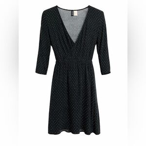 Divided Black Mini Dress with White Dots